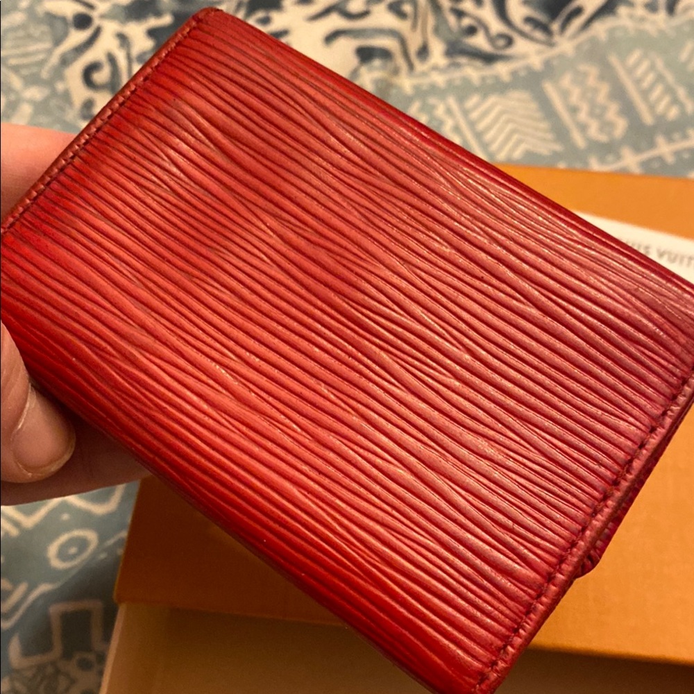 Louis Vuitton Red Epi calfskin & vachetta leather 6 key & card holder wallet - Picture 11 of 15